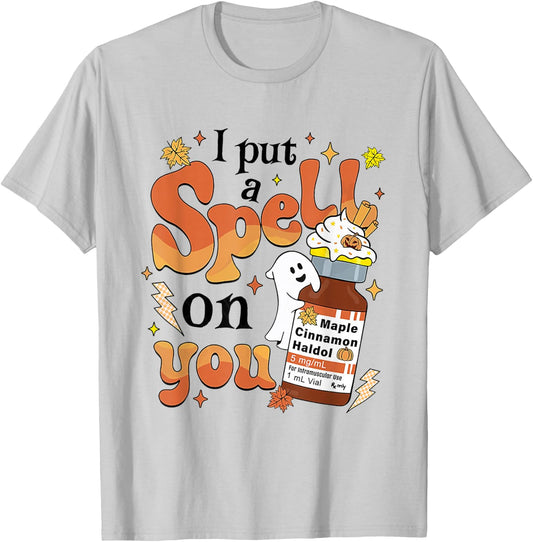 Retro ER ICU Halloween I Put A Spell On You Funny Haldol T-Shirt - T-Shirt | Ash