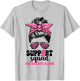 Support Squad Messy Bun Pink Warrior Breast Cancer Awareness T-Shirt - T-Shirt | Ash