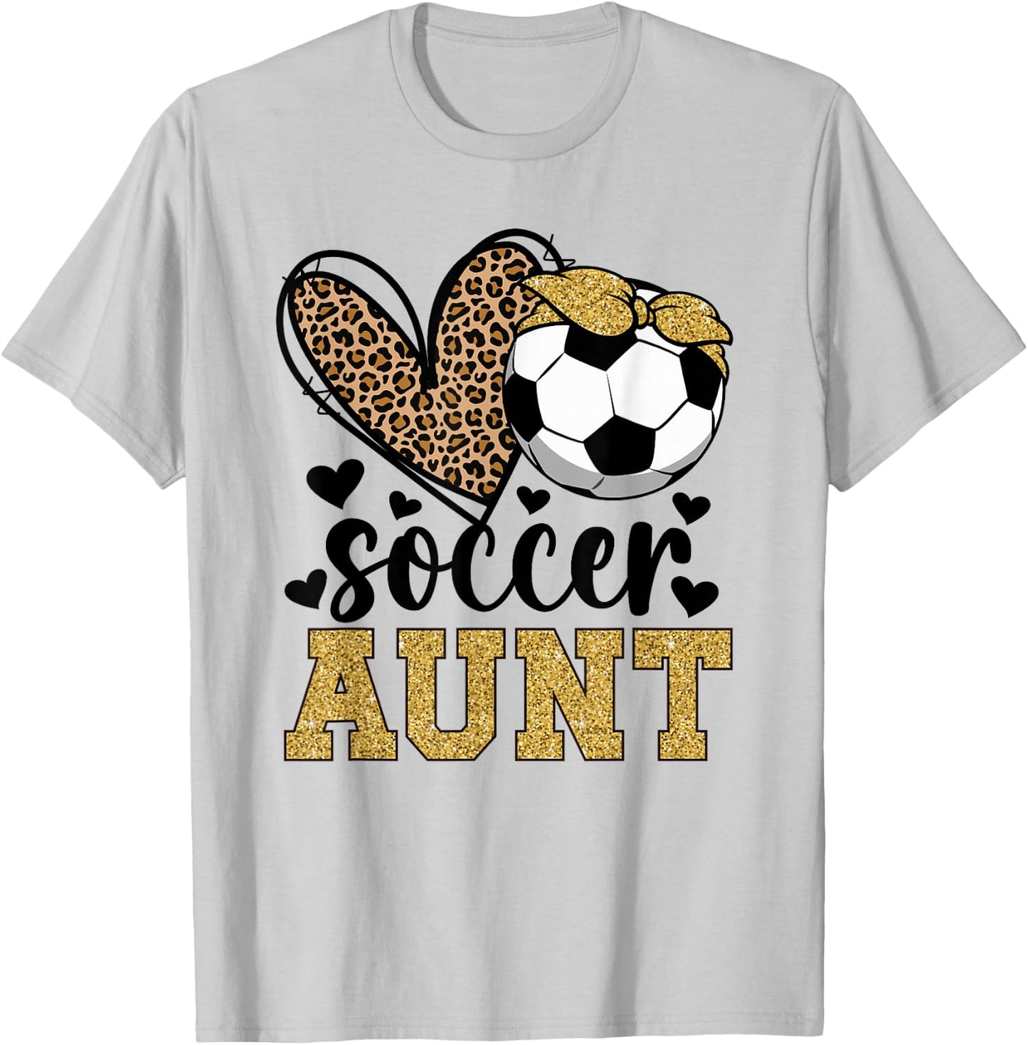 Soccer Aunt Heart Soccer Auntie Of A Soccer Player Aunt T-Shirt - T-Shirt | Ash