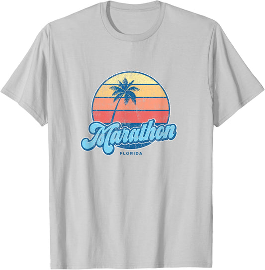 Vintage Marathon Florida FL Classic 70s Retro Surfer T-Shirt - T-Shirt | Ash