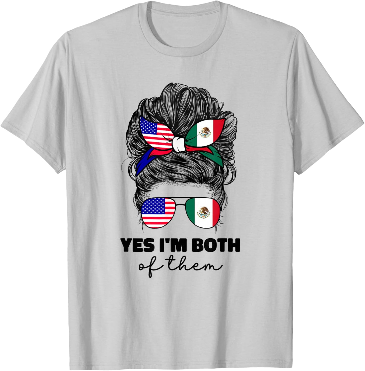 Half Mexican and American Mexico America USA Flag Girl Women T-Shirt - T-Shirt | Ash