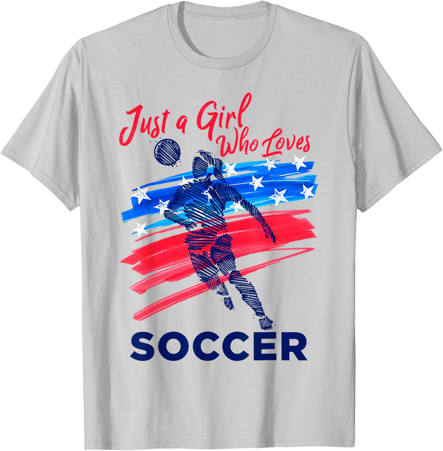 Just a Girl Who Loves Soccer Kids Girl Teen Football T-Shirt - T-Shirt | Ash