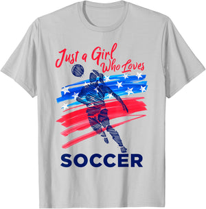 Just a Girl Who Loves Soccer Kids Girl Teen Football T-Shirt - T-Shirt | Ash