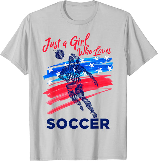 Just a Girl Who Loves Soccer Kids Girl Teen Football T-Shirt - T-Shirt | Ash