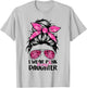 I Wear Pink For My Daughter Messy Bun Breast Cancer Support T-Shirt - T-Shirt | Ash
