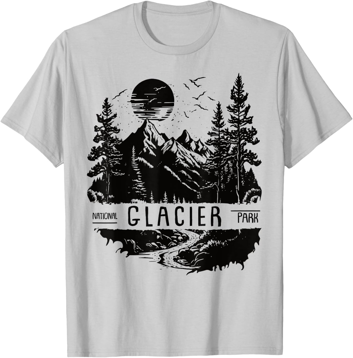 Retro Glacier National Park US Vintage Glacier T-Shirt - T-Shirt | Ash