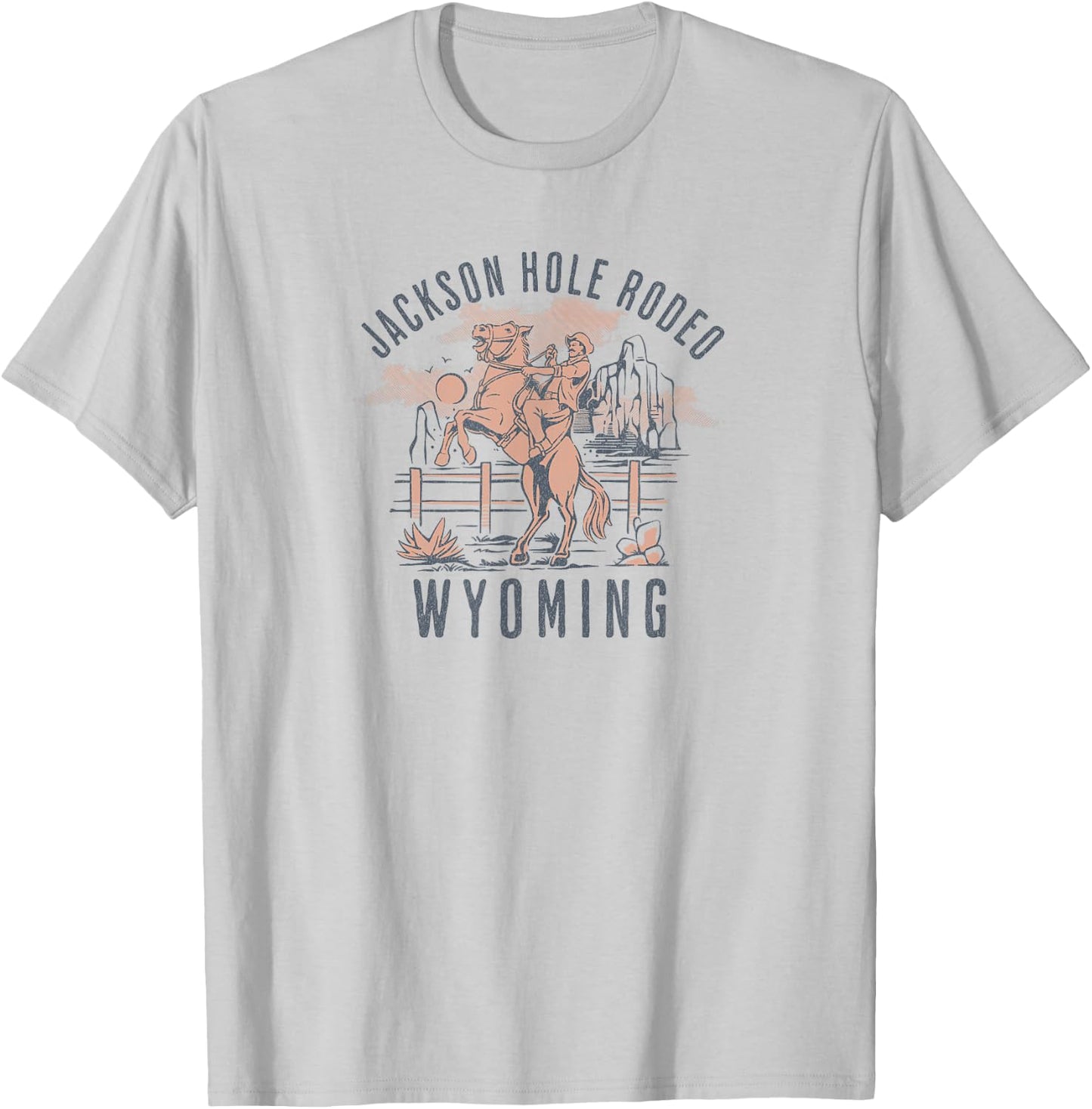 Jackson Hole Wyoming Rodeo Cowboy and Horse T-Shirt - T-Shirt | Ash