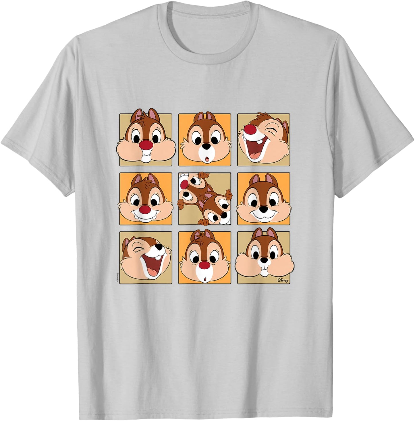 Chip 'N Dale Rescue Rangers - Chip & Dale Face Grid T-Shirt - T-Shirt | Ash