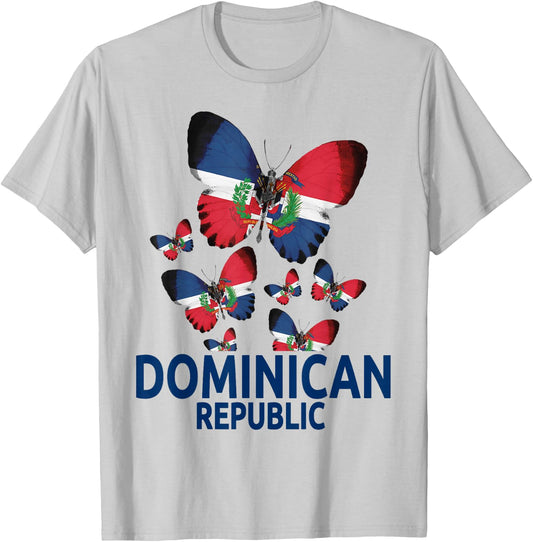 Republica Dominicana Butterfly & Dominican Flag T-Shirt - T-Shirt | Ash