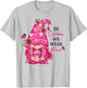 Pink Gnome Breast Cancer Awareness Graphic T-Shirt - T-Shirt | Ash