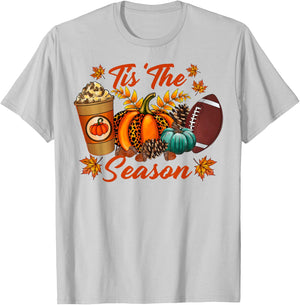 Tis The Season Fall Pumpkin Football Cute Pumpkin Women Fall T-Shirt - T-Shirt | Ash