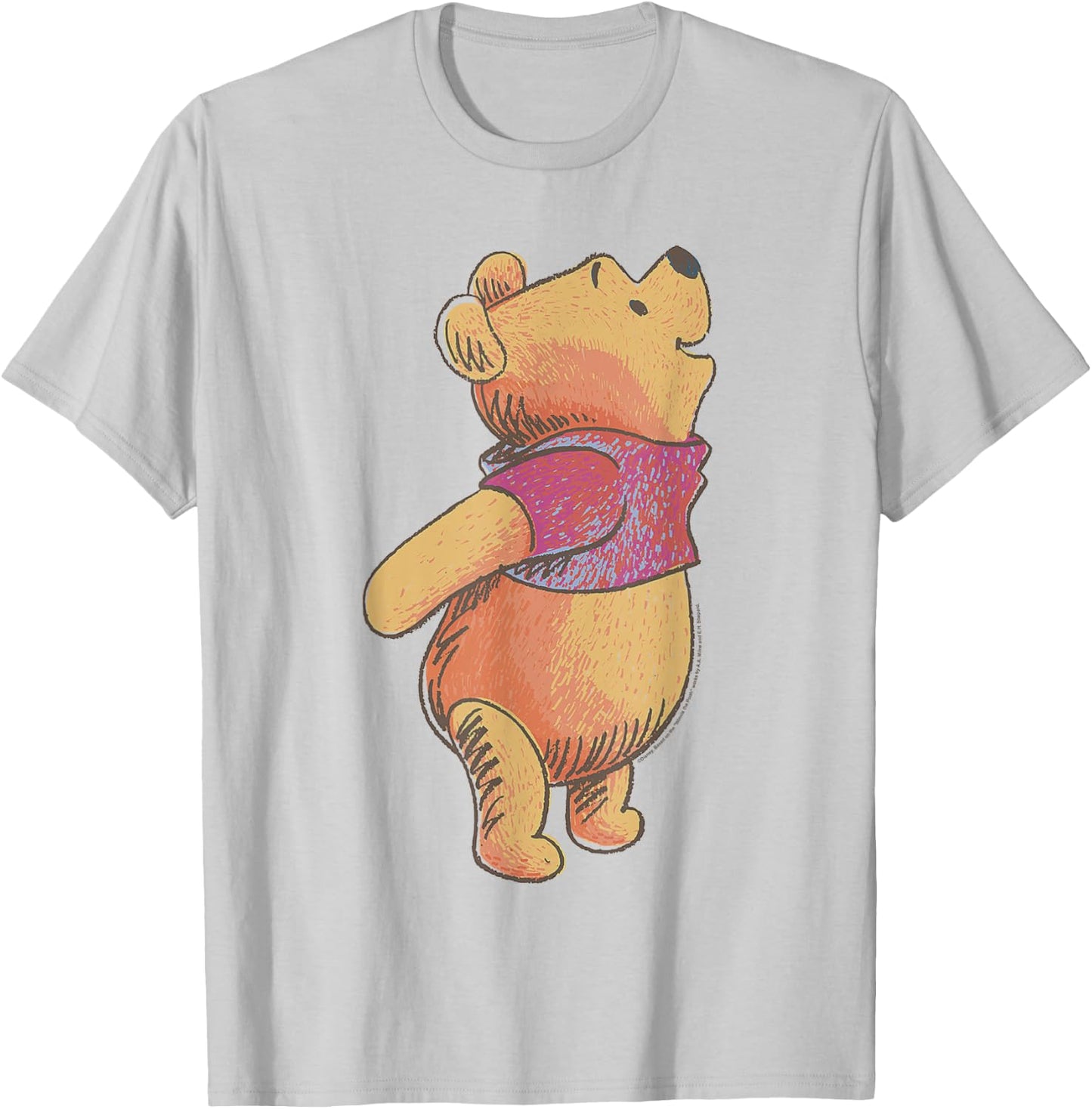 Disney Winnie The Pooh Looking Upwards With Joy Portrait T-Shirt - T-Shirt | Ash