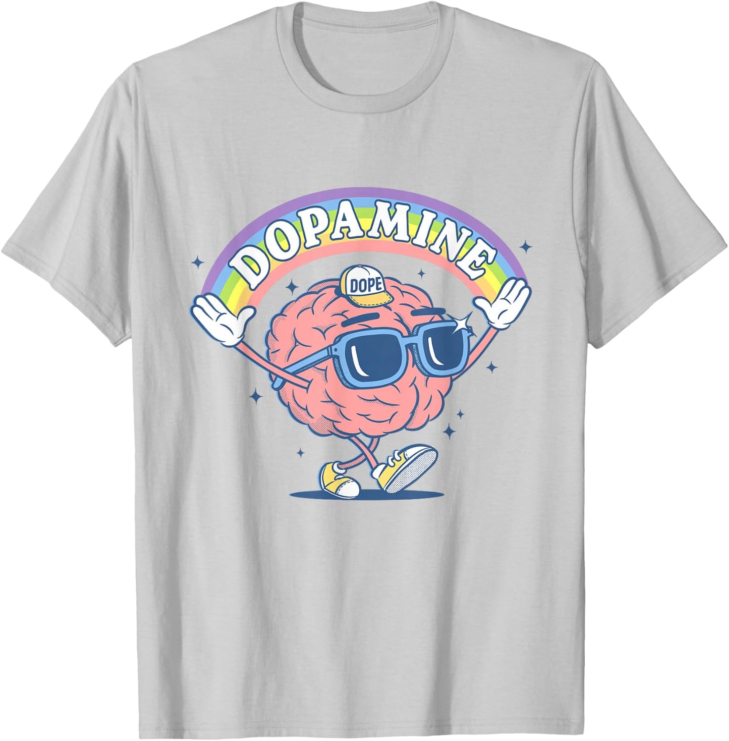 Funny Dopamine Rainbow Brain T-Shirt - T-Shirt | Ash