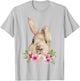 Bunny Head with Flowers Watercolor Easter Rabbit T-Shirt - T-Shirt | Ash
