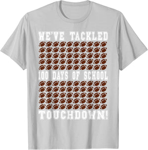 Football Counting 100 Days of School T-Shirt - T-Shirt | Ash