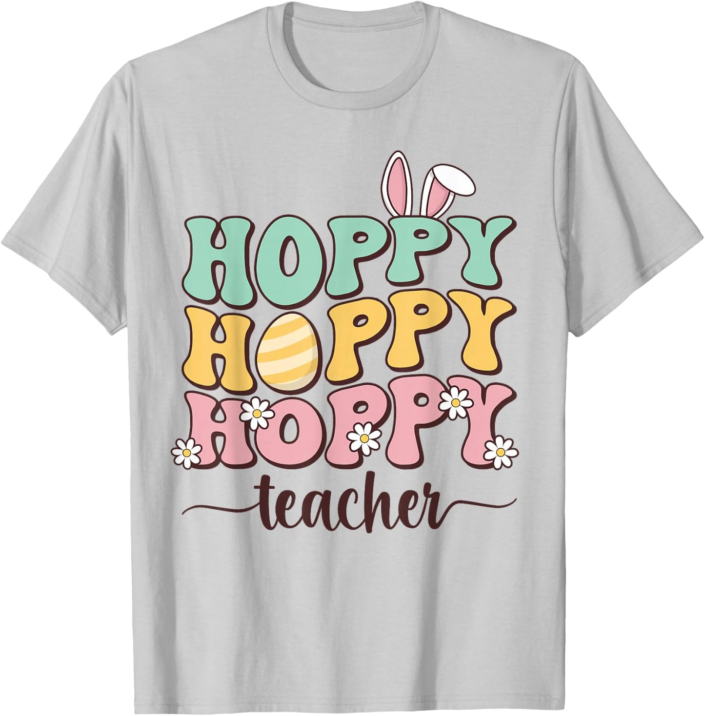 Easter Teacher Bunny Happy Easter Egg Retro Teacher Women T-Shirt - T-Shirt | Ash