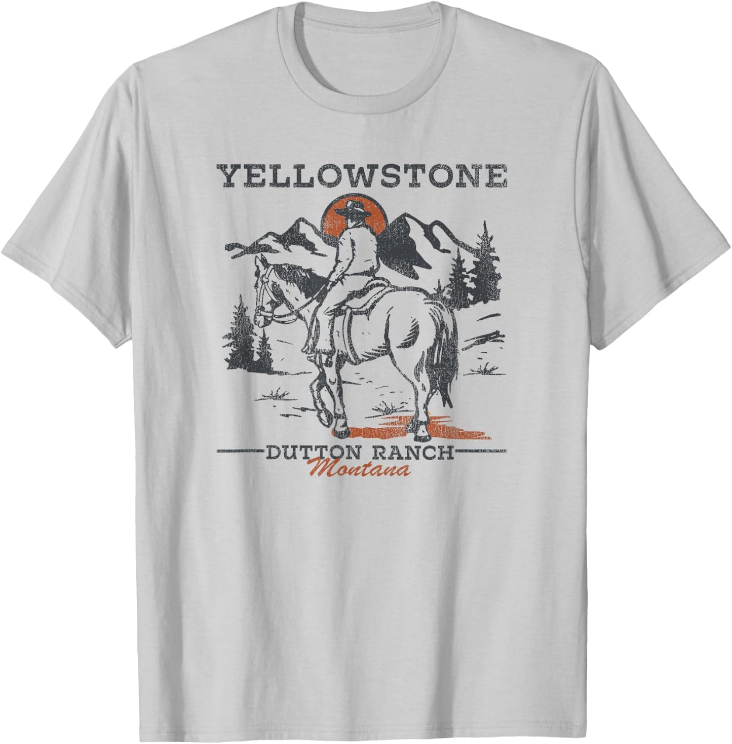 Yellowstone Dutton Ranch Cowboy Sunset T-Shirt - T-Shirt | Ash