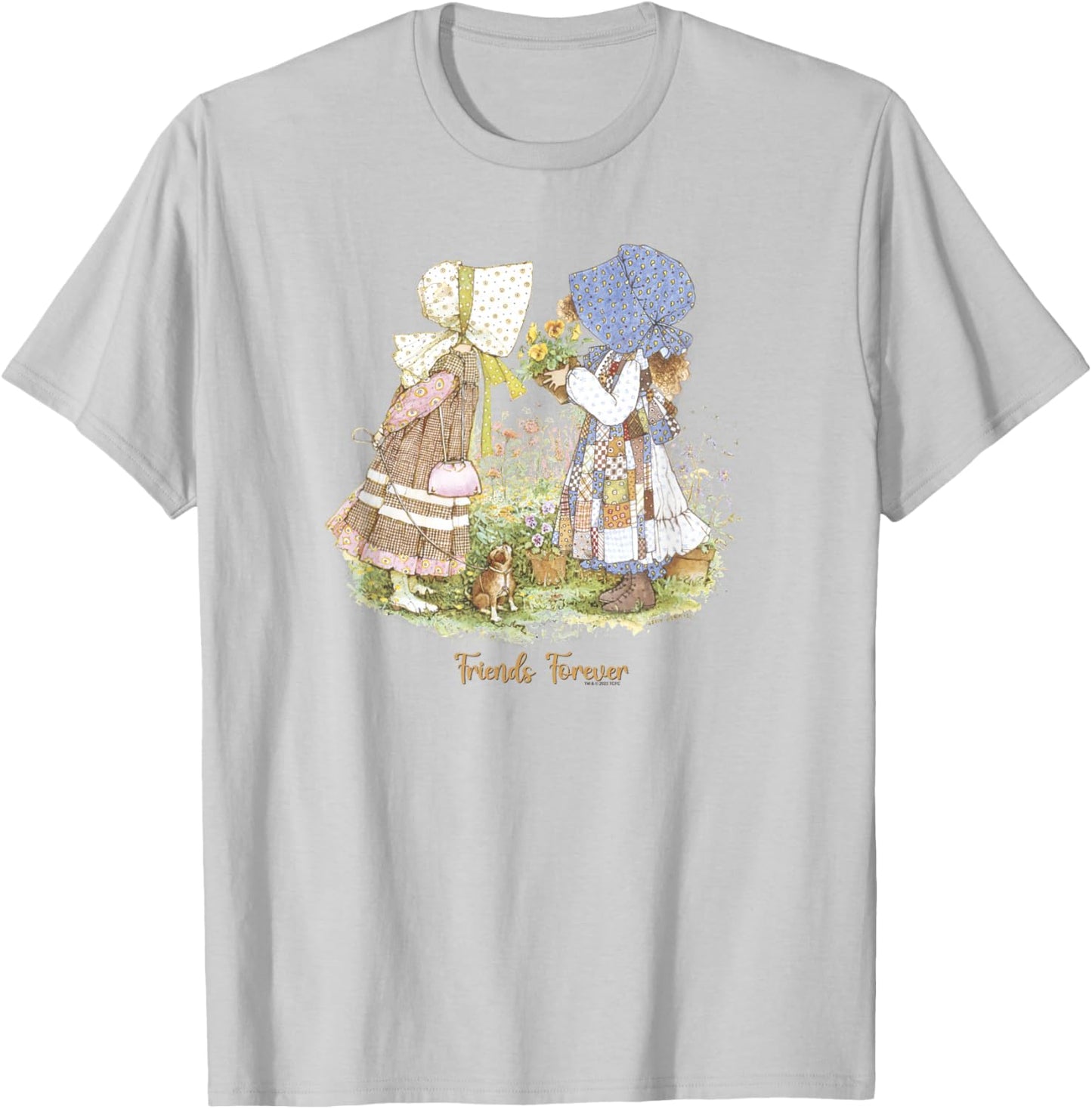 Holly Hobbie Friends Forever Cute Floral Portrait T-Shirt - T-Shirt | Ash