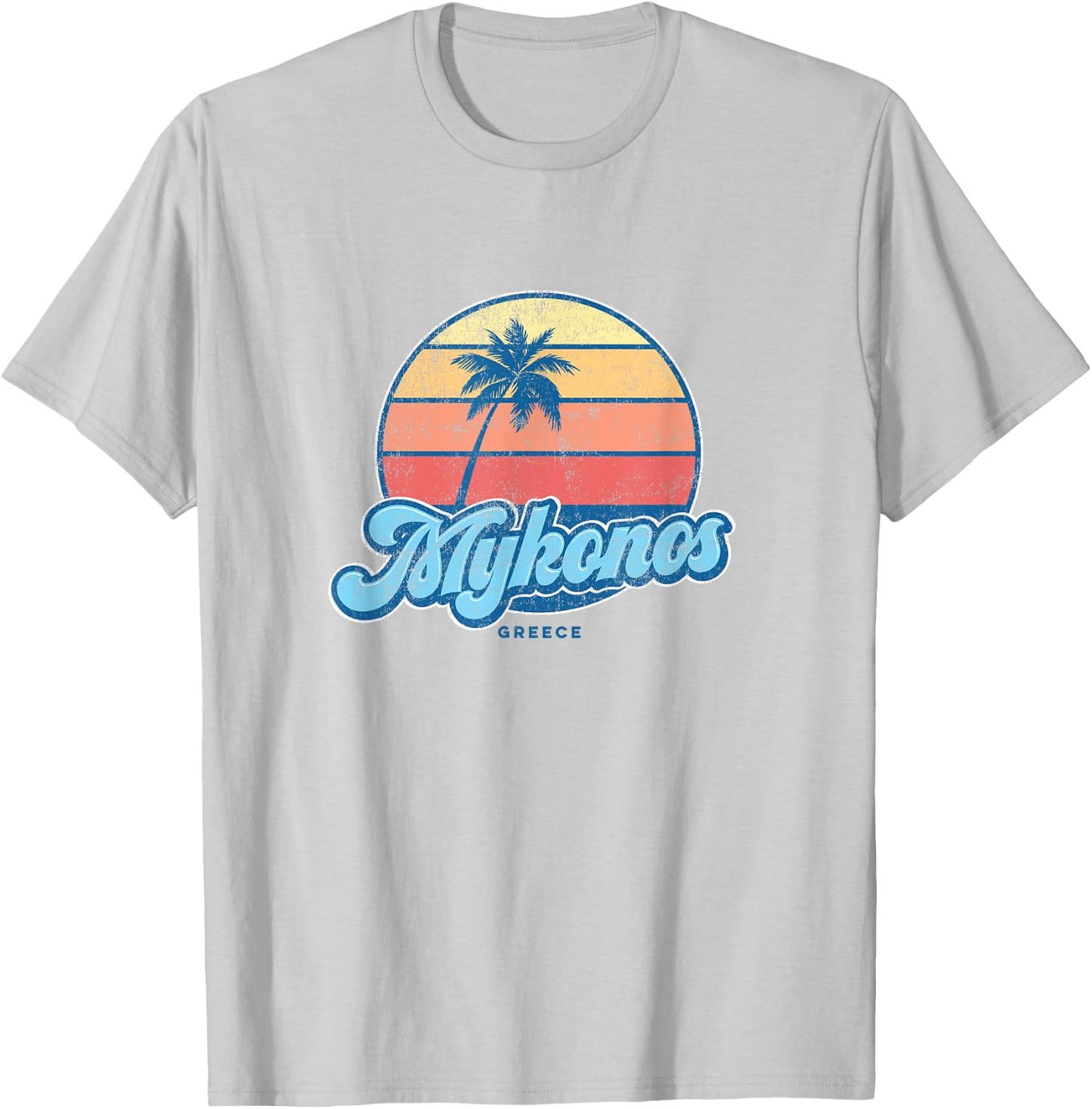 Vintage Mykonos Greece Classic 70s Retro Surfer T-Shirt - T-Shirt | Ash