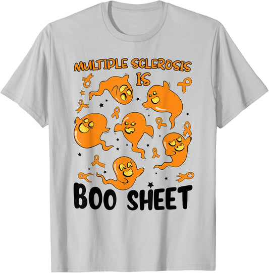 Funny Multiple Sclerosis Is Boo Sheet Ghost Halloween T-Shirt - T-Shirt | Ash