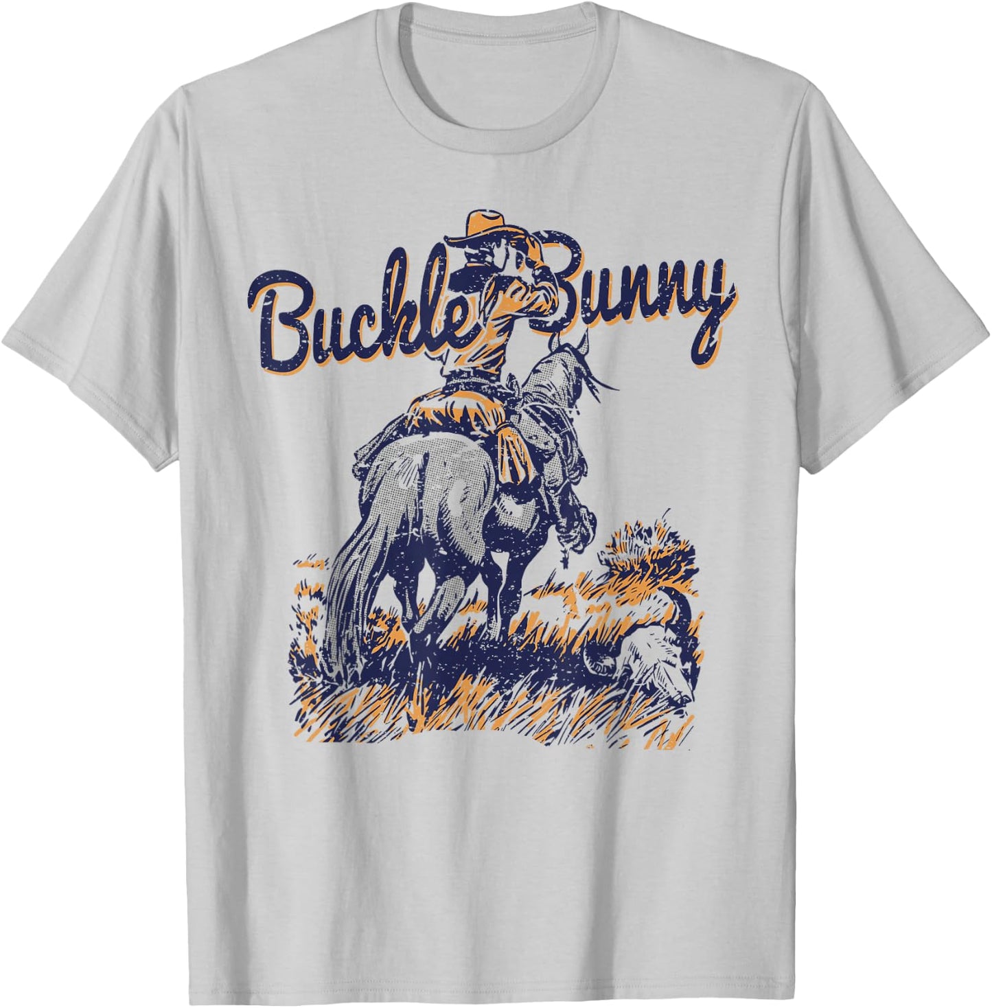 Cowboy Ranch Buckle Bunny Western Cowgirl T-Shirt - T-Shirt | Ash