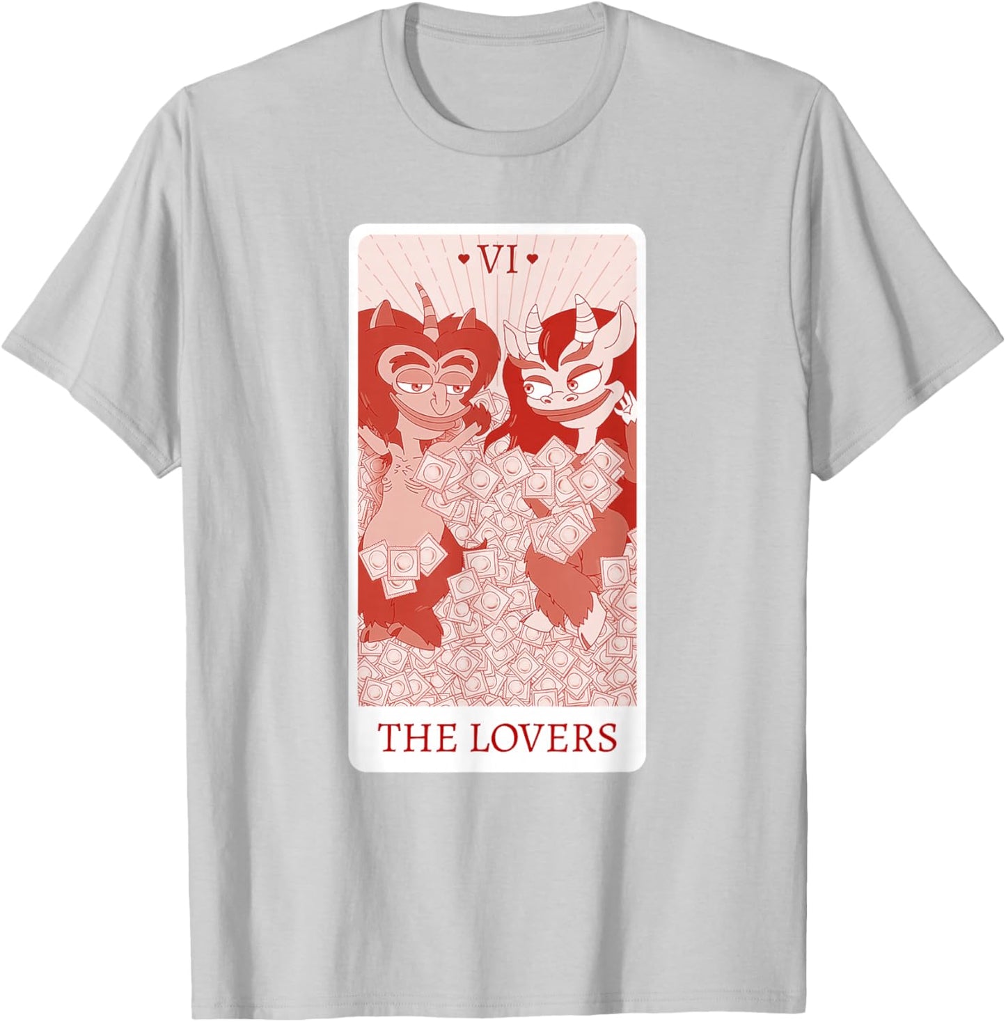 Big Mouth The Lovers Hormones Monsters Tarot Card T-Shirt - T-Shirt | Ash