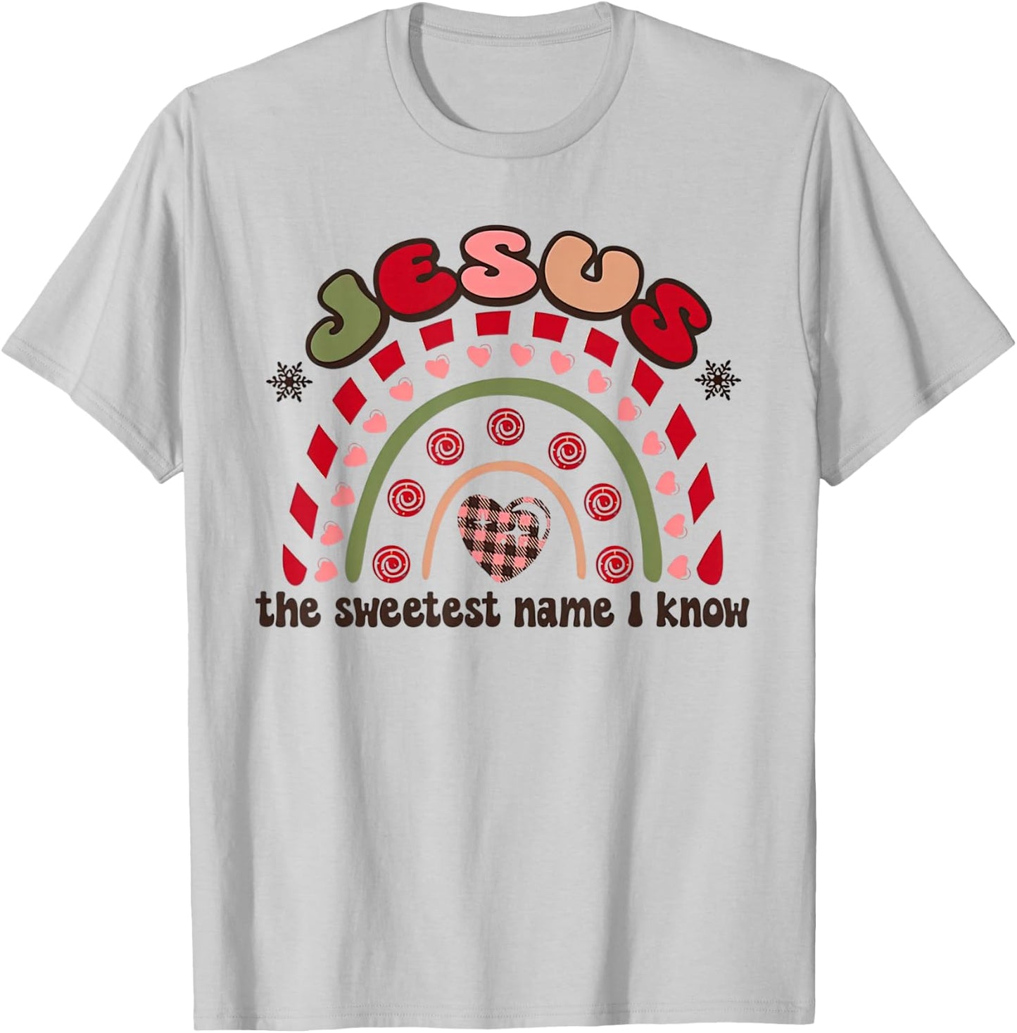 Jesus The Sweetest Name I Know Christian Xmas Retro Holiday T-Shirt - T-Shirt | Ash