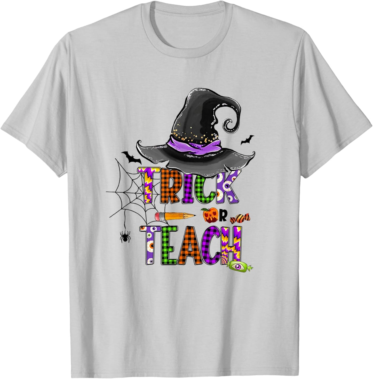 Retro Trick Or Teach Ghost Teacher Halloween Costume T-Shirt - T-Shirt | Ash