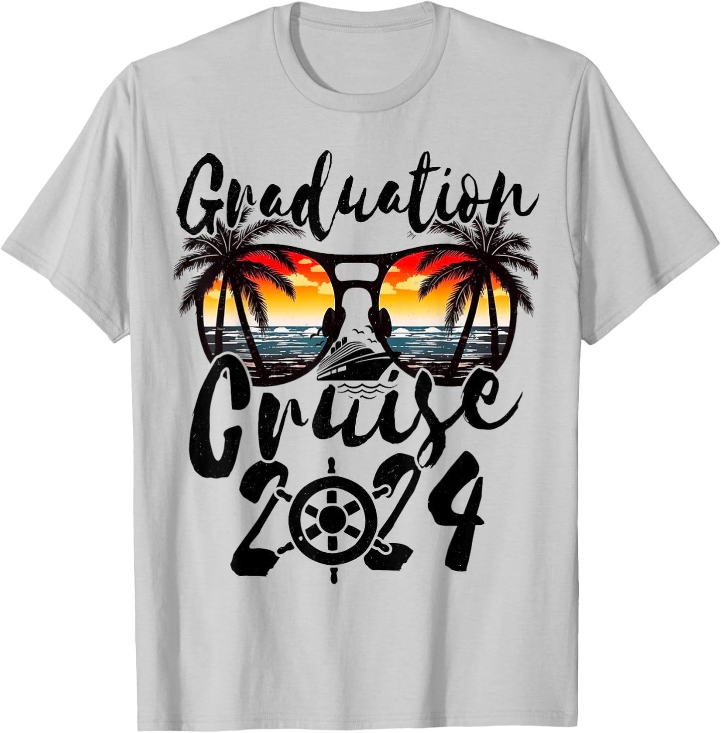 Senior Graduation Trip Cruise 2024 Retro Ship Party Cruise T-Shirt - T-Shirt | Ash