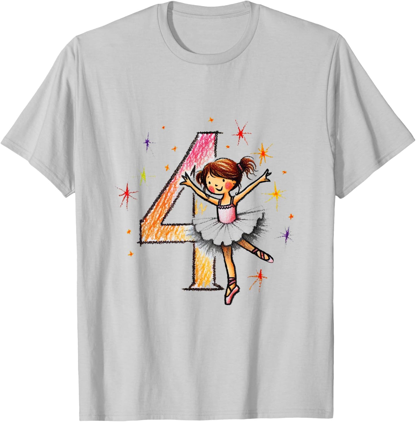 Happy Birthday 4 Year Old Dancer Ballerina T-Shirt - T-Shirt | Ash