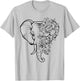 Elephant with Flowers Women Elephants Animal Lovers T-Shirt - T-Shirt | Ash