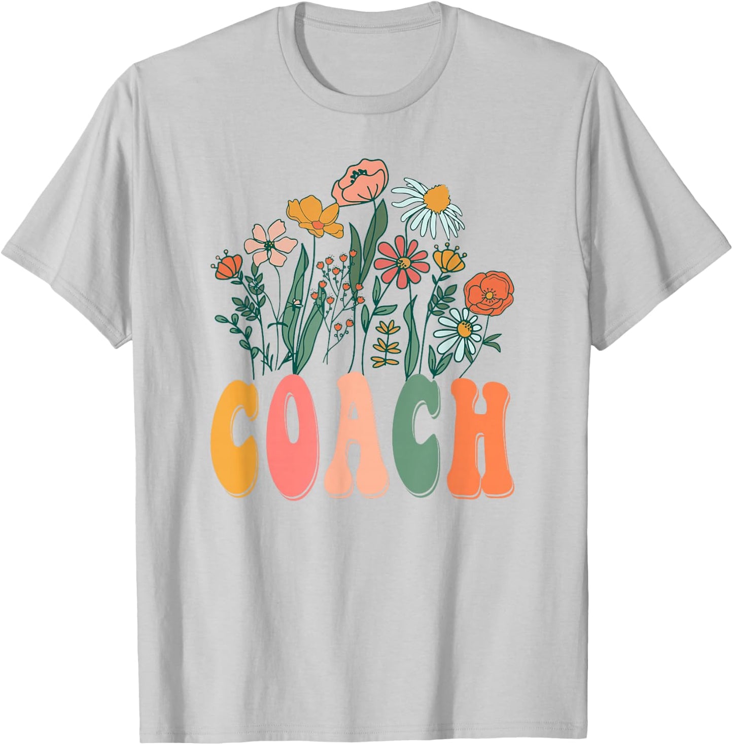 Retro Groovy floral Coach Wildflower T-Shirt - T-Shirt | Ash