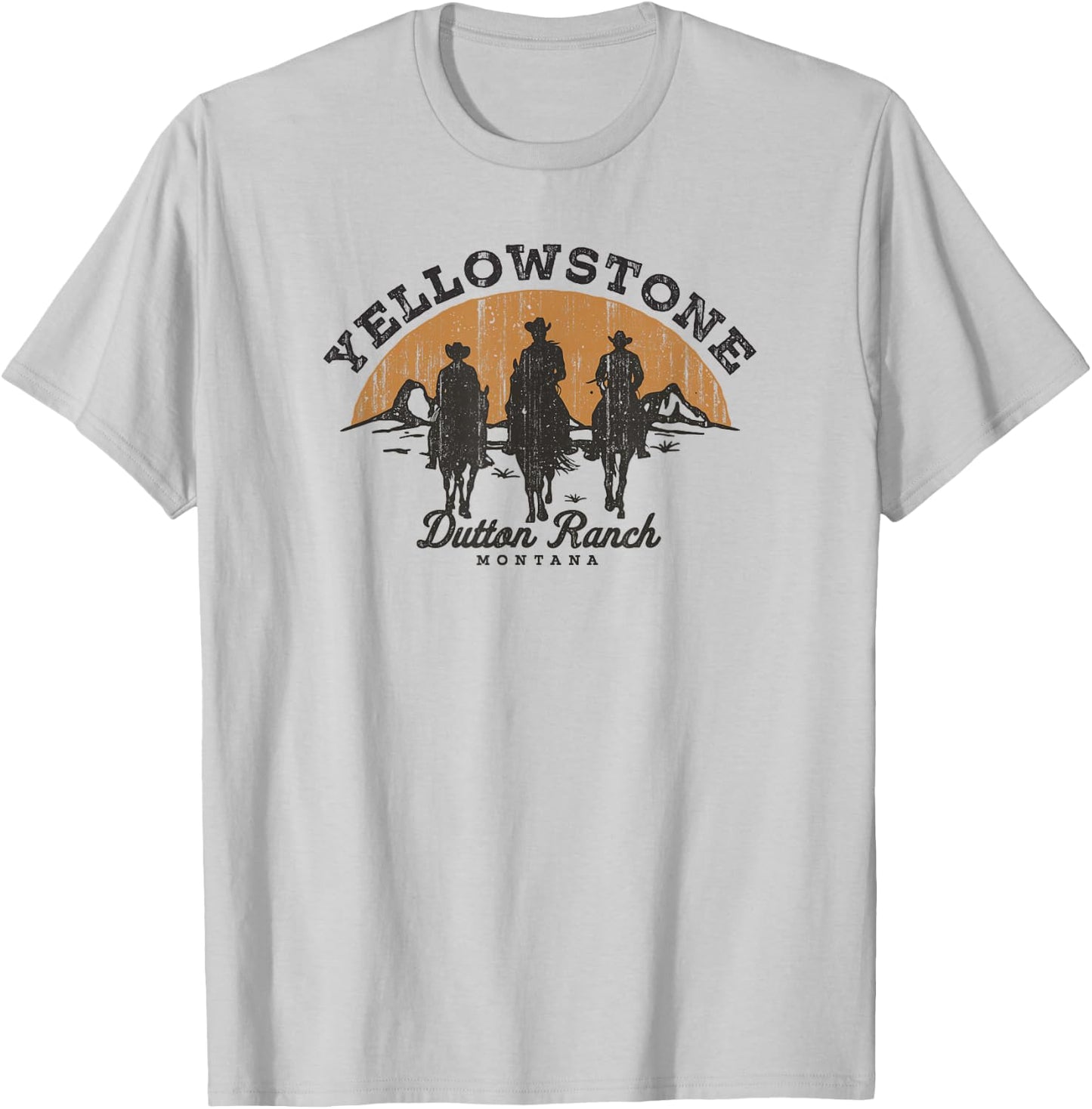 Yellowstone Dutton Ranch Group Shot Silhouette V1 T-Shirt - T-Shirt | Ash