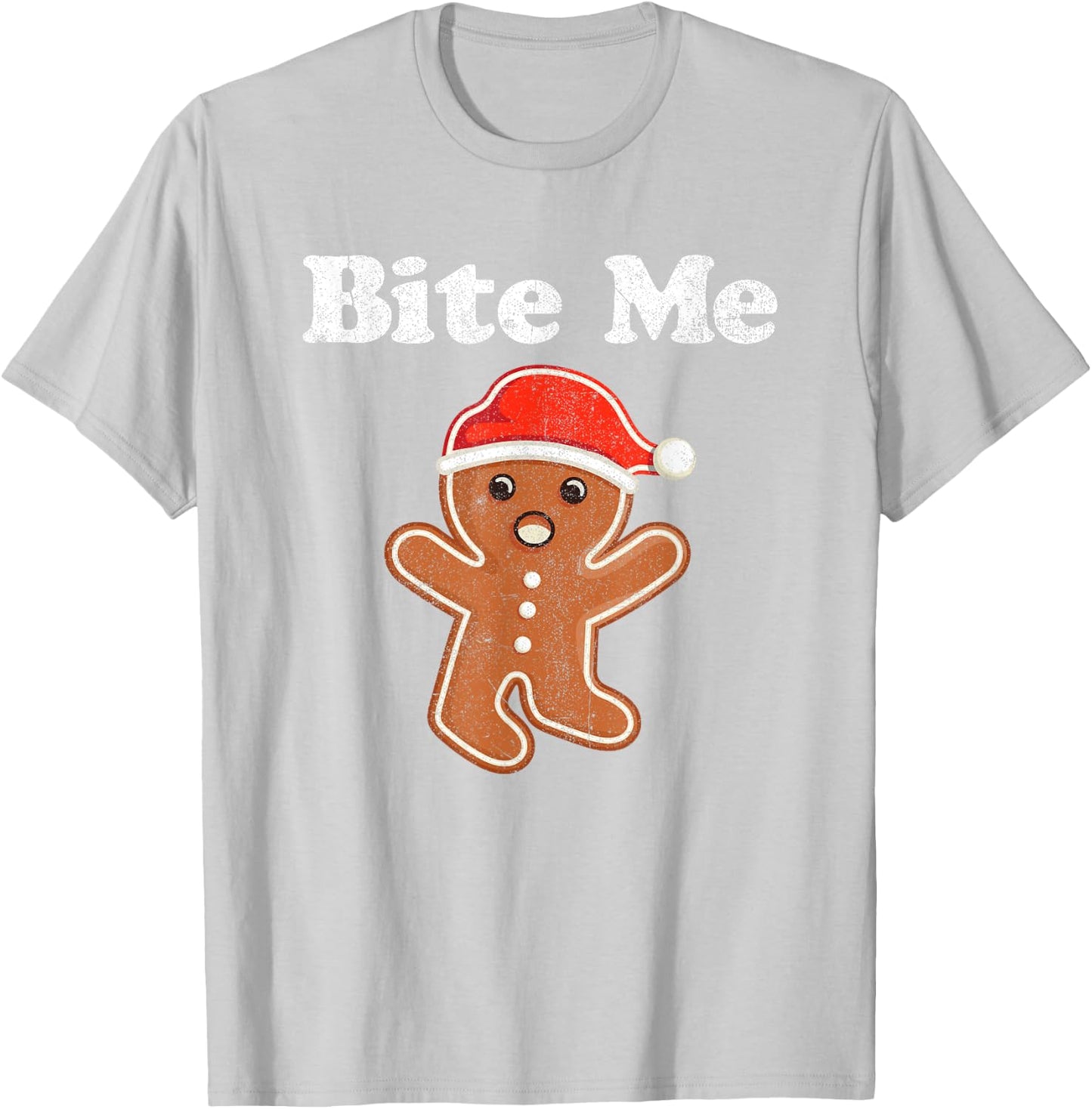 Funny Gingerbread Man Bite Me Christmas Cookie Costume T-Shirt - T-Shirt | Ash