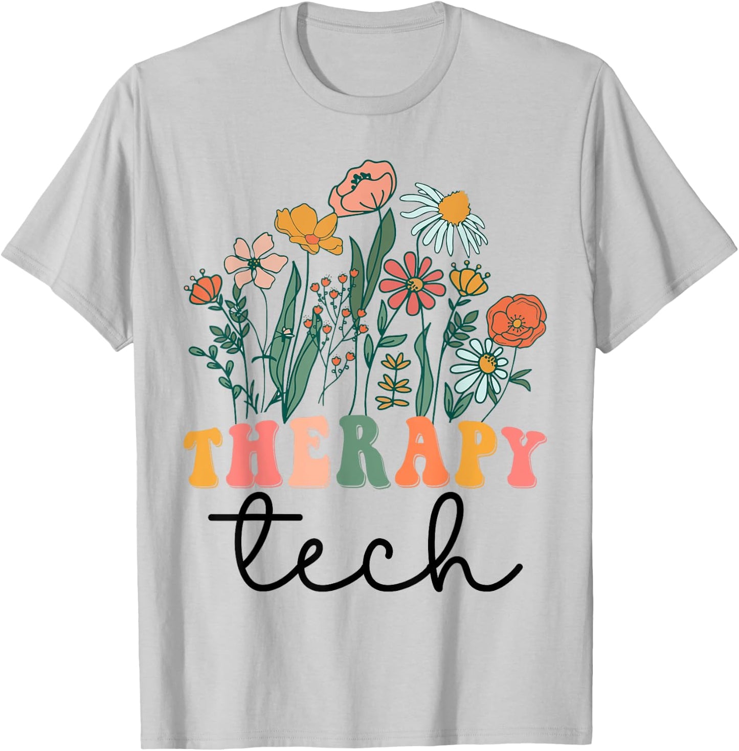 Groovy Wildflower Therapy Tech T-Shirt - T-Shirt | Ash