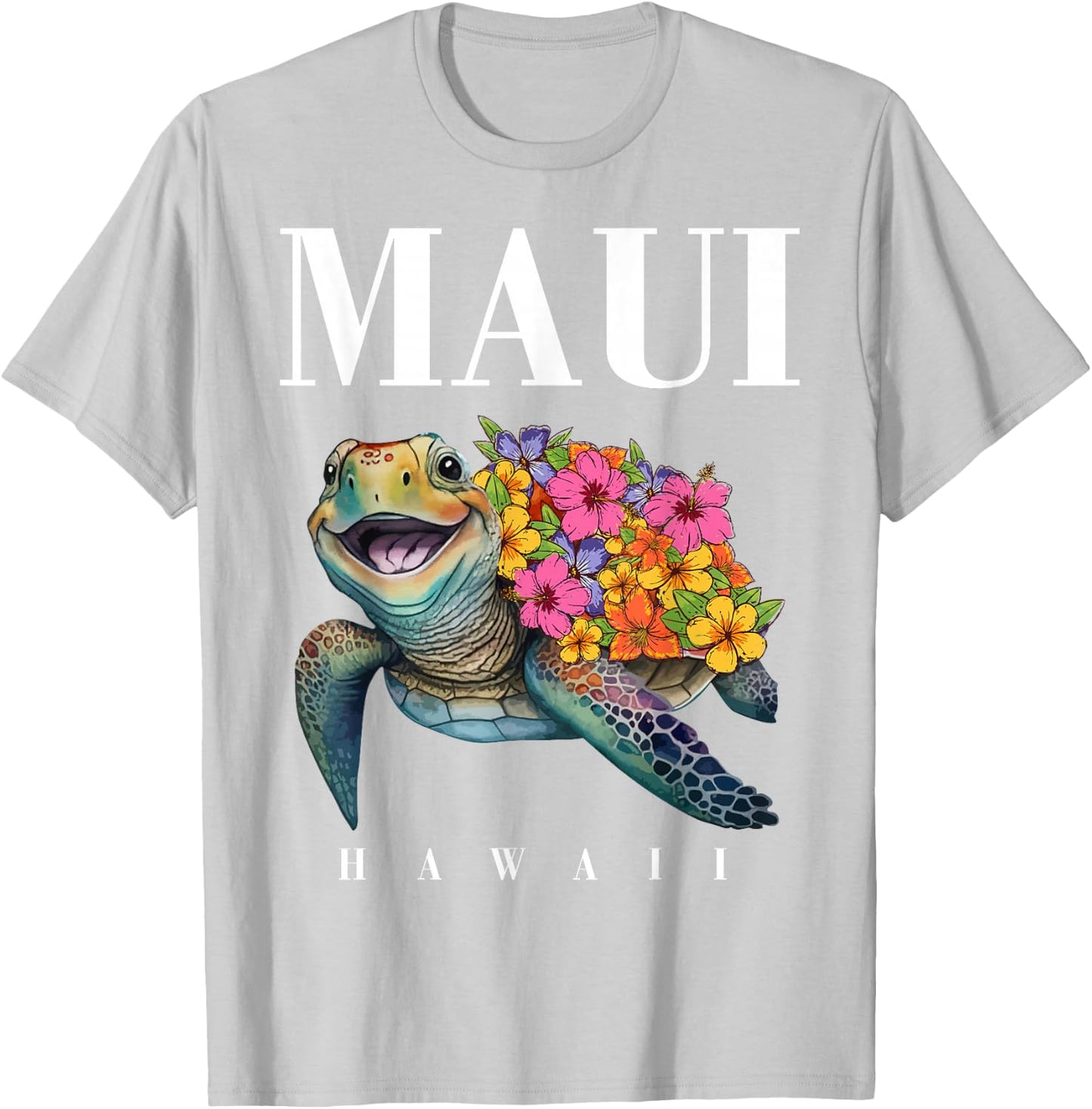 Hawaiian-Shirt Maui Kids Girl Women Turtle Hibiscus Hawaii T-Shirt - T-Shirt | Ash