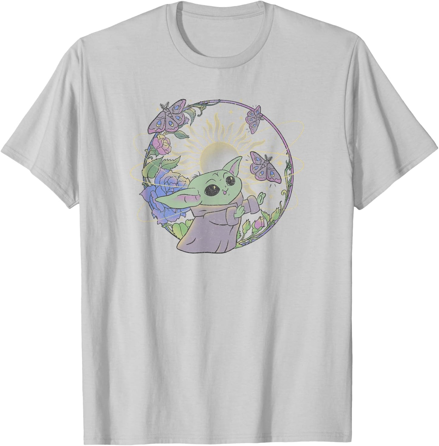 Star Wars: The Mandalorian Grogu The Way Butterfly Circle T-Shirt - T-Shirt | Ash