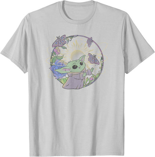 Star Wars: The Mandalorian Grogu The Way Butterfly Circle T-Shirt - T-Shirt | Ash