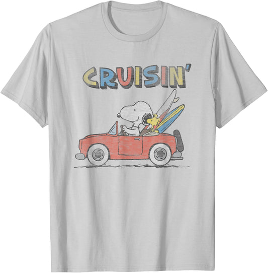 Peanuts Snoopy and Woodstock Cruisin' T-Shirt - T-Shirt | Ash