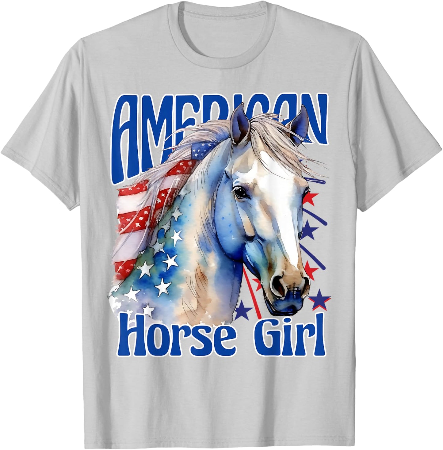 American Horse Girl Proud Patriotic Horse Girl T-Shirt - T-Shirt | Ash