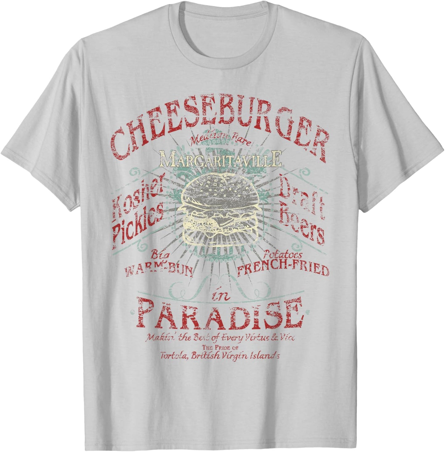 Margaritaville Cheeseburger in Paradise , -Adults, Grey, Small, Short Sleeve T-Shirt - T-Shirt | Ash