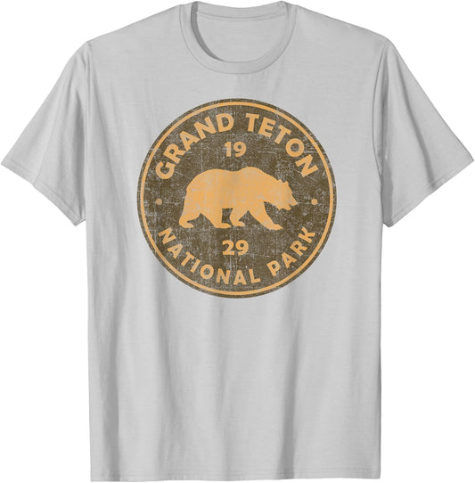Retro Grand Teton National Park Wyoming Souvenir Hiking T-Shirt - T-Shirt | Ash