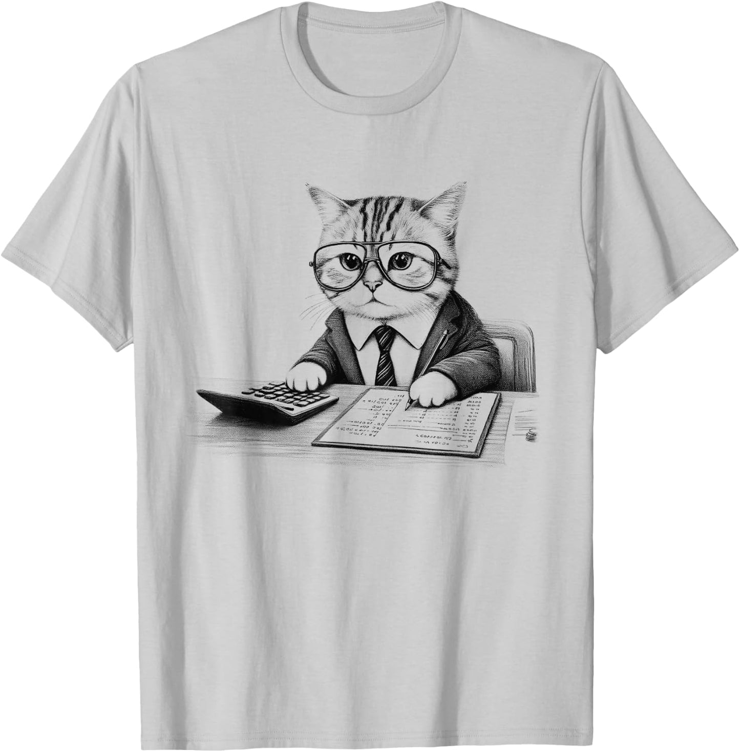 Vintage Retro Accountant Cat Kitten Lover T-Shirt - T-Shirt | Ash