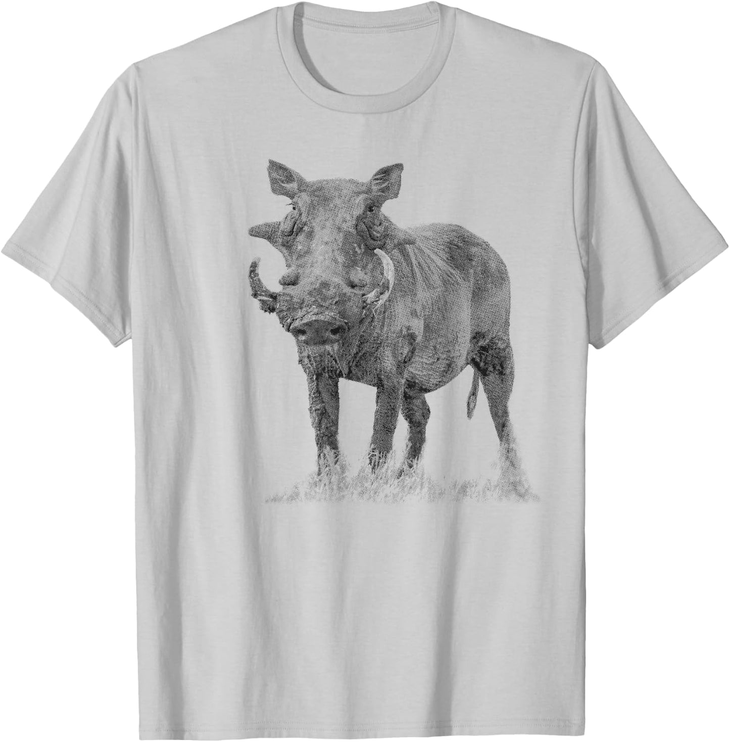 SM's Wild for Africa Apparel Warthog Boar Full Figure Artwork -Adults Grey Small Animal Print T-Shirt - T-Shirt | Ash