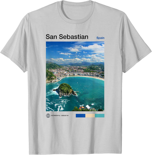 San Sebastian Travel Art - Spanish Souvenir Basque Country T-Shirt - T-Shirt | Ash