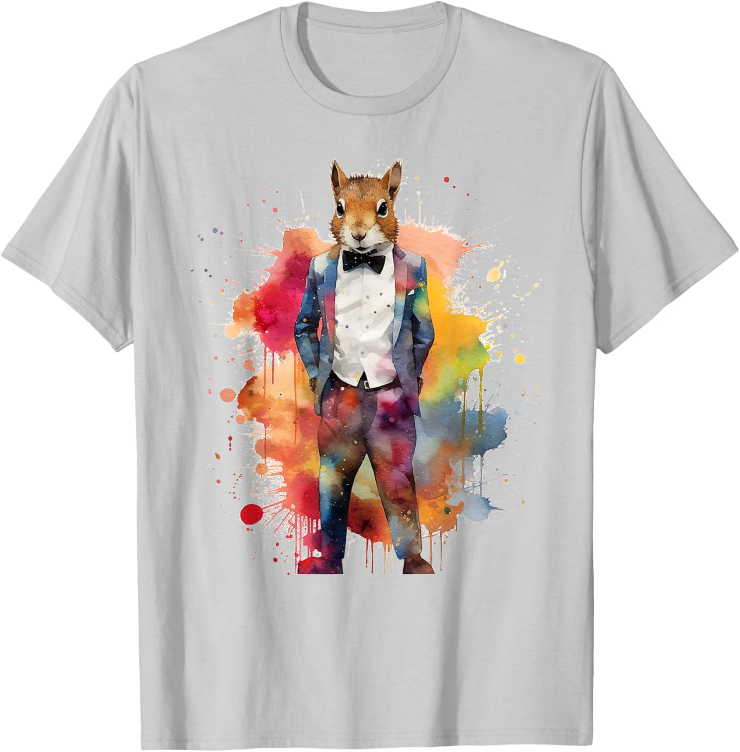 Squirrel Colourful Artwork - Animal Art Squirrel T-Shirt - T-Shirt | Ash