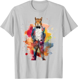 Squirrel Colourful Artwork - Animal Art Squirrel T-Shirt - T-Shirt | Ash