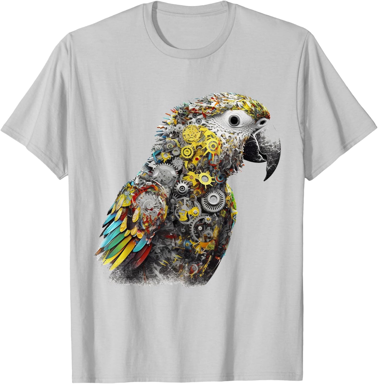 Parrot Animal Robot Fantasy Colourful Bird - Art Parrot T-Shirt - T-Shirt | Ash