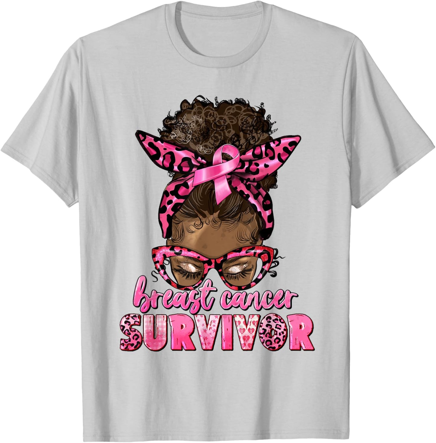 Breast Cancer Awareness Survivor Black Women Melanin Warrior T-Shirt - T-Shirt | Ash