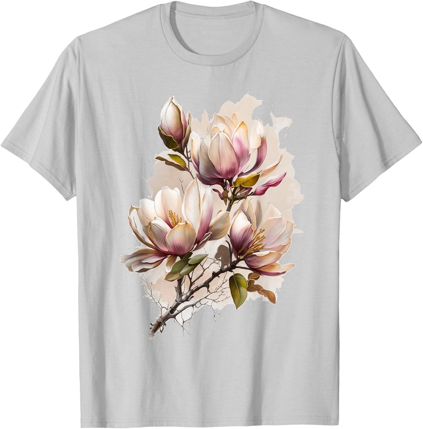 Magnolia Blossom Flower Blooming Floral Spring Summer Women T-Shirt - T-Shirt | Ash